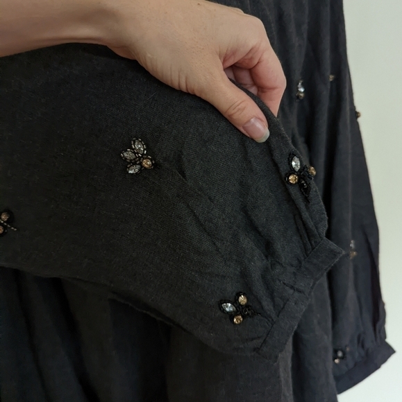Zara bejeweled beaded tunic dress with pockets grey xs - Picture 8 of 16